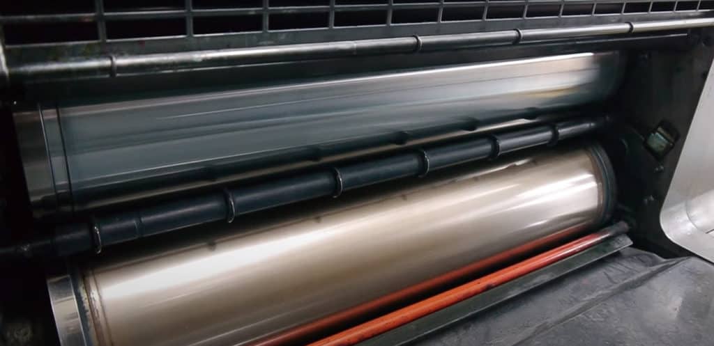 image showing rollers of Heidelberg machine for offset printing